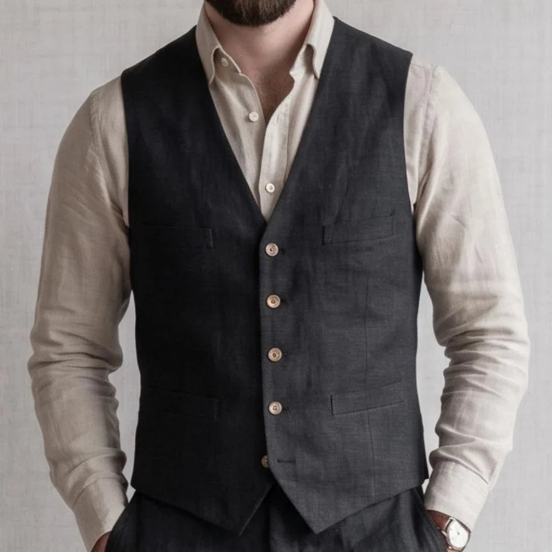 Men Vest Gray Solid Single Button V Neck Waistcoat For Wedding Banquet Business Party Office Work Casual Daily Men Suit Vest
