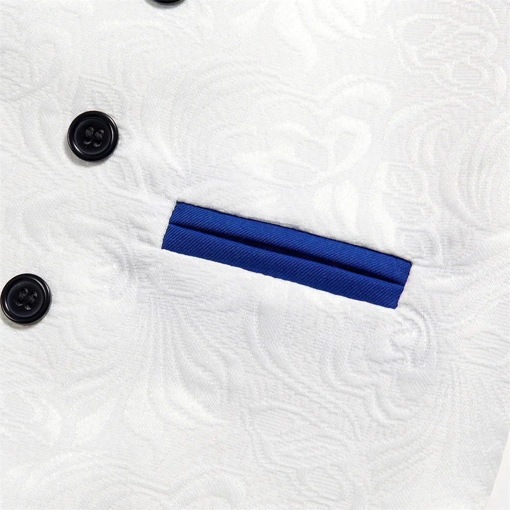 SHIP TODAY Boy's Jacquard Suit for Formal Occasion, Wedding Ring Bearer Suits, Luxury 5-Piece Set Jacket Vest Pants Bowtie & Tie