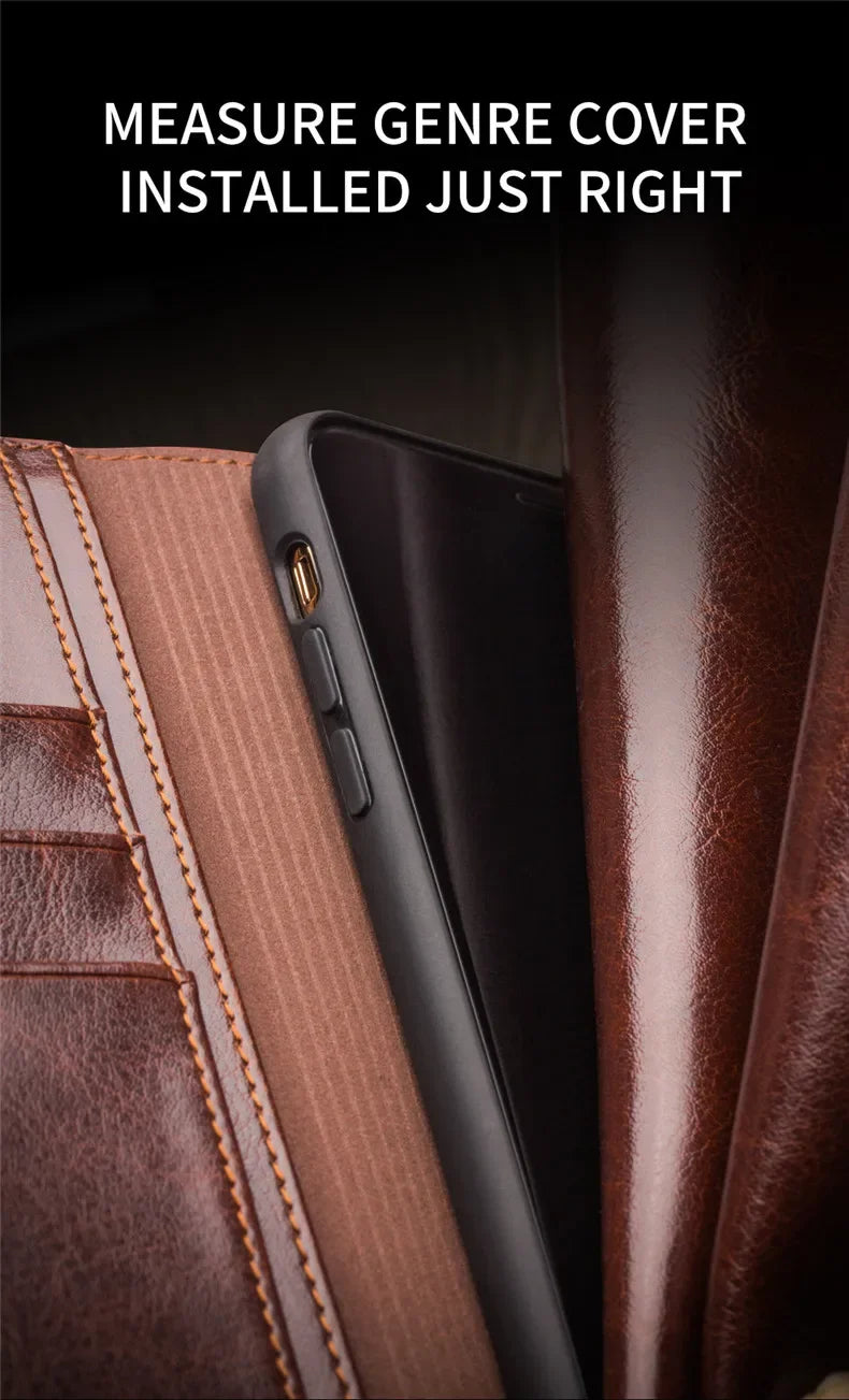 Luxury Thin Case for iPhone15 14 13 12 11 Pro Max Mini Genuine Leather Fashion Cover for XR XS Max 7 8 14 Plus Card Slot