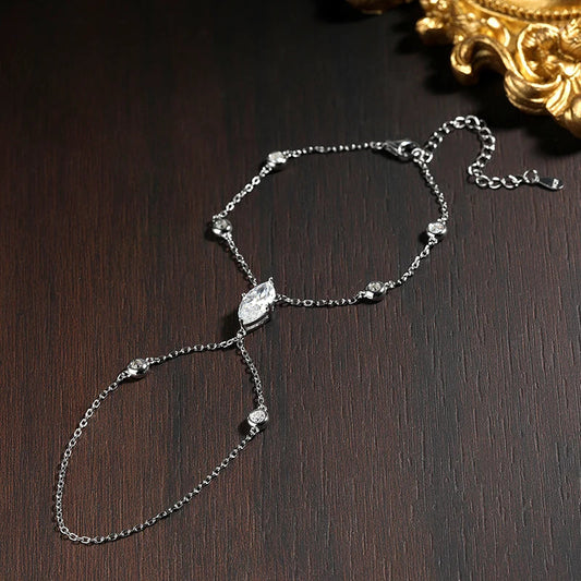 Bracelets de doigt en Moissanite D VVS1 pour femmes, style bohème, coupe losange et marquise, bijoux de main, chaîne fine en argent 925