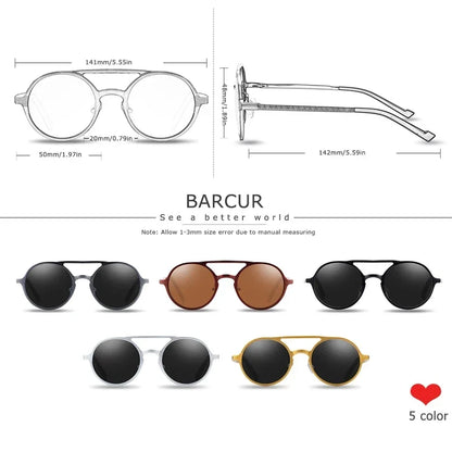 Vintage Aluminum Magnesium Sun Glasses Men Polarized Driving Sunglasses Round Steampunk Shades Brand Designer Eyewear