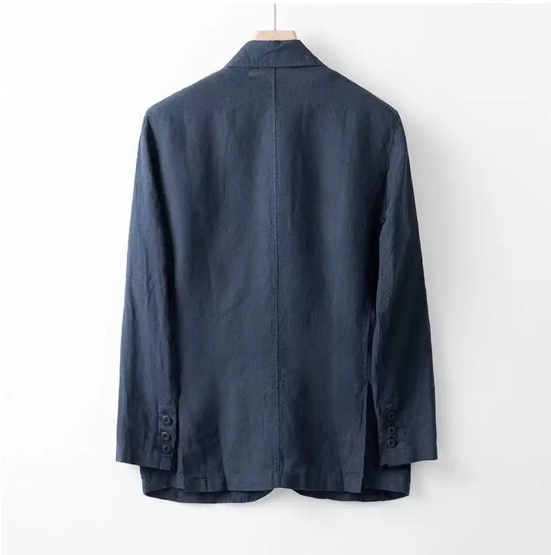 2025 Summer New Men's Linen Casual Suit Coat Solid Color Lightweight Breathable Luxury Cotton Hemp Top 100% Linen Fabric
