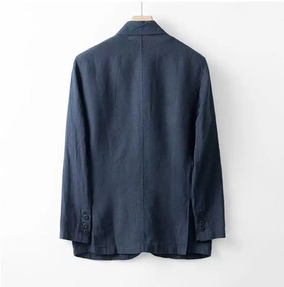 2025 Summer New Men's Linen Casual Suit Coat Solid Color Lightweight Breathable Luxury Cotton Hemp Top 100% Linen Fabric