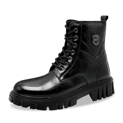 Genuine leather men's boots High top style autumn and winter Classic Black Brown Outdoor quality adult Thick soled shoes New