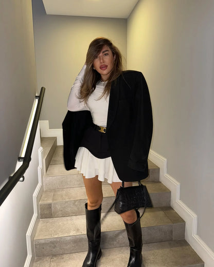 Denim Cake Skirt Women A Line Short Skirts High Waist Ruffles Elegant Splice Y2k Streetwear Party Pleated Slim Fit 2025 Spring