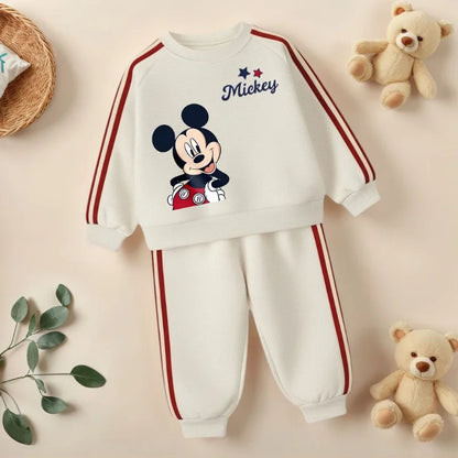 2026 Spring Cartoon Printed Children's Casual Sweatshirts Sets Boys O Neck Hoodies Long Pant Two Piece Suit Girls Tracksuit New