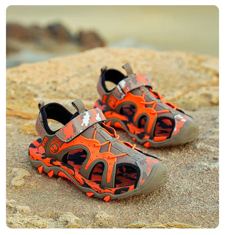 Fashion Kids Sandals Boy Water Shoes Closed Toe Rubber Sole Outdoor Hiking Sneaker Summer Sports  Beach Sandals for Boy