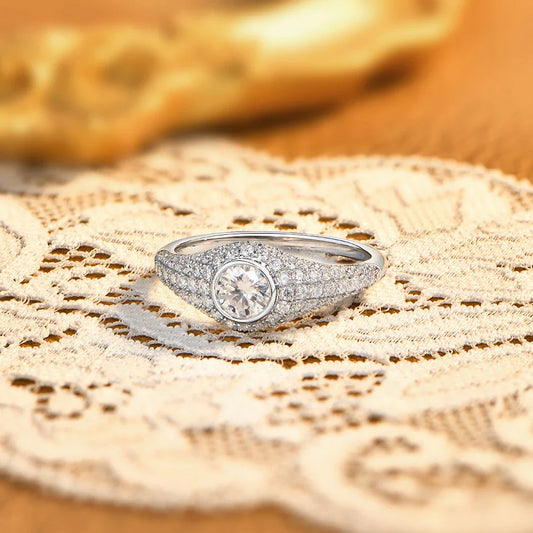 Bague en Moissanite taille ronde étincelante en Argent S925, de qualité supérieure, pour Fiançailles, Mariage, pour Femmes et Hommes, Bijoux authentiques