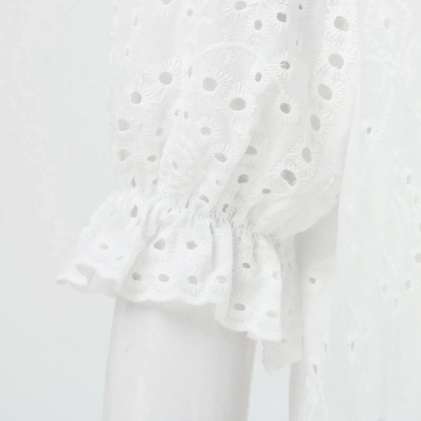 Summer Cotton White Dress for Women Casual Hollow Crochet Bohemian Loose Beach Long Dress Ladies Plus Size Holiday Ruffles Dress