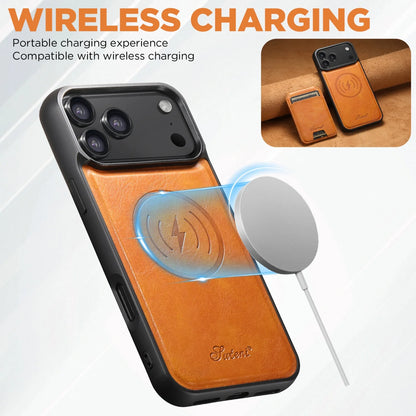لجراب iPhone 17 Air/16E/15/14/12/13 Promax Plus اثنين في واحد، تغطية كاملة من مادة TPU مع حامل بطاقات وإدخال بطاقة مغناطيسية وجراب جلد