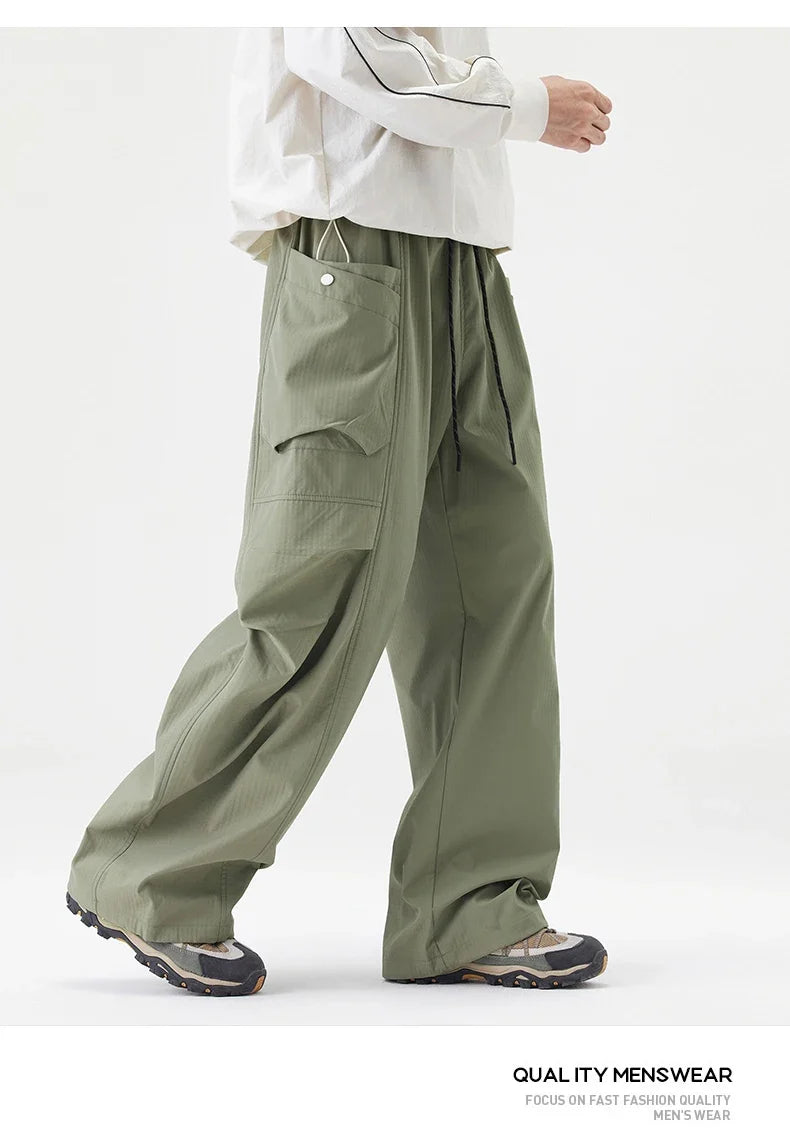 Male Hiking Pants Outdoor Waterproof Windproof Camping Cycling Trousers Autumn Spring Elastic Waist Climbing Travel Casual Pants
