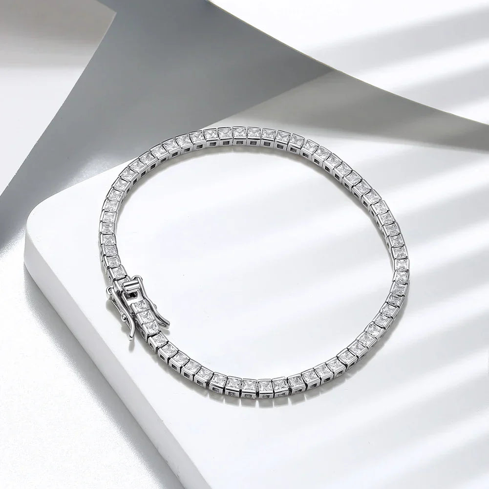 Shiny Tennis Bracelet 925 Sterling Silver 1.5/2/3mm Clear Cubic Zirconia for Women Luxury Chain Bracelet Jewelry SB143
