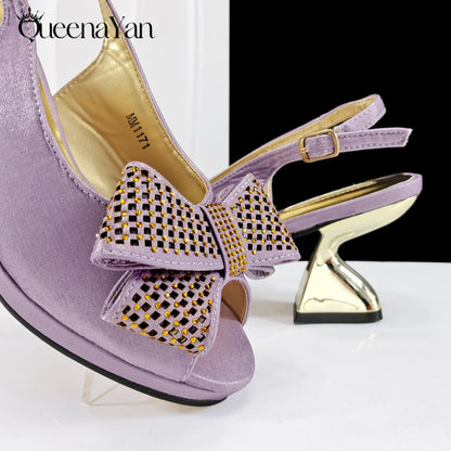 2025 New Rhinestone Design African Shoes & Bag Set in Olive  Open Toe Comfortable Women's High Heels Hot Sale on Instagram