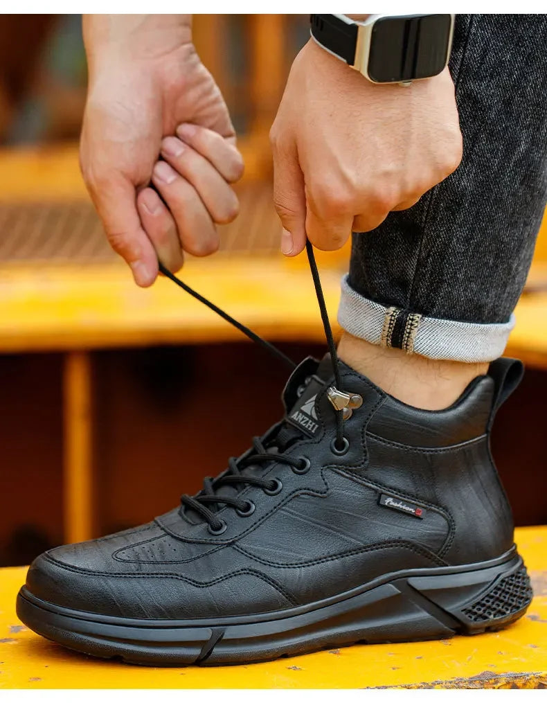 Comfortable safety sneaker for men winter anti-slip boots man construction indestructible black work boots steel nose work shoes