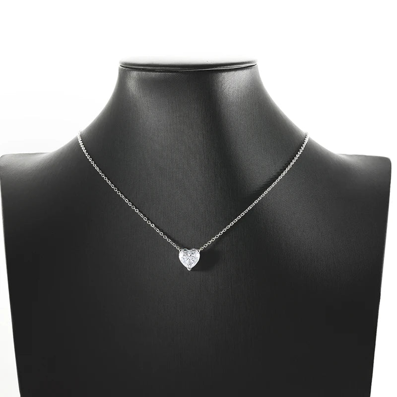 Luxury 4CT 10*10mm Heart Cut D Color Moissanite Pendant Necklace for Women S925 Silver Pass Diamond Test Chain Necklaces
