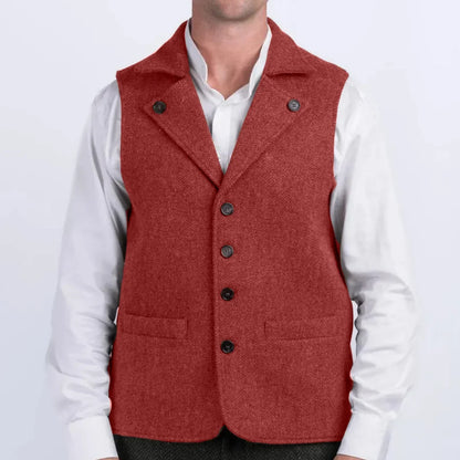 Men Vest Coffee Herringbone With Lapel Single Button Waistcoat For Wedding Party Commute Business Office Work Daily Casual Vest