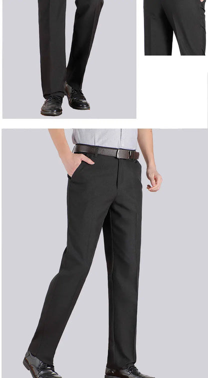 Mens Autumn Thick Summer Thin Business Pants Loose Male Pant High Waist Straight Trousers Casual Fashion Pant Plus Size 28-40