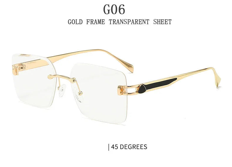 2025 Rimless Sunglasses Women Trendy Vintage Square Fashion Glasses Sunscreen Lentes De Sol Mujer Lunette Soleil Femme Zonnebril