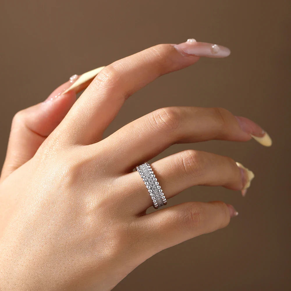 ATTAGEMS Nouvelles Tendances Anneaux Éternels en Moissanite pour Femmes Argent Sterling S925 Diamant D VVS1 Bagues de Fiançailles Élégantes Bijoux Fins