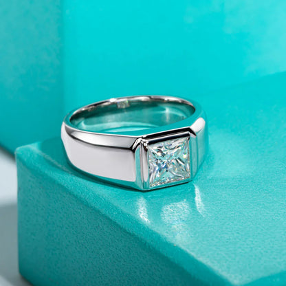 2ct  Princess Cut D Color Moissanite Engagement Men Ring Gold Plated S925 Silver Luxury Rings For Men Jewelry Wholesale