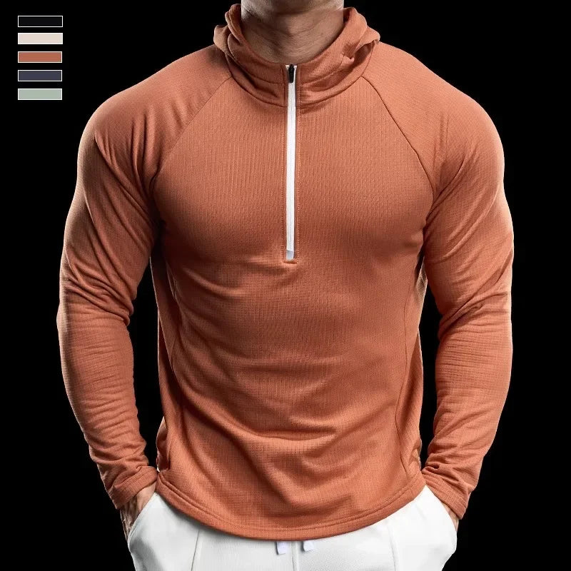 Autumn New Gym Fitness Clothes Men's Training Clothes Long-sleeved Sports Quick-drying Sweatshirts Casual Hooded Fitness Clothes