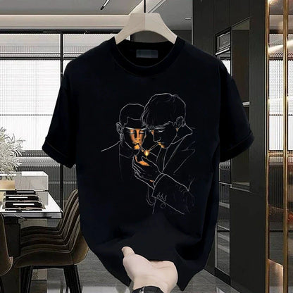 Men's Cotton T-shirts 5XL WhiteT Shirt for Men Casual Summer Wear Hip Hop Print Black Tee Shirts Men Clothing Fashion