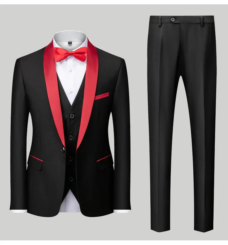 M-6XL Men's Casual Business Have Smoking Suit High End Brand Boutique Fashion Blazer Vest Pants Groom Wedding Dress Party Suit