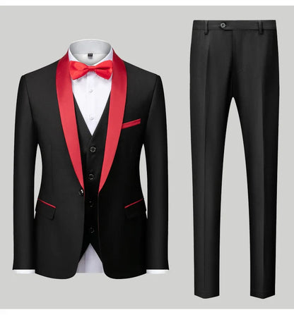 M-6XL Men's Casual Business Have Smoking Suit High End Brand Boutique Fashion Blazer Vest Pants Groom Wedding Dress Party Suit
