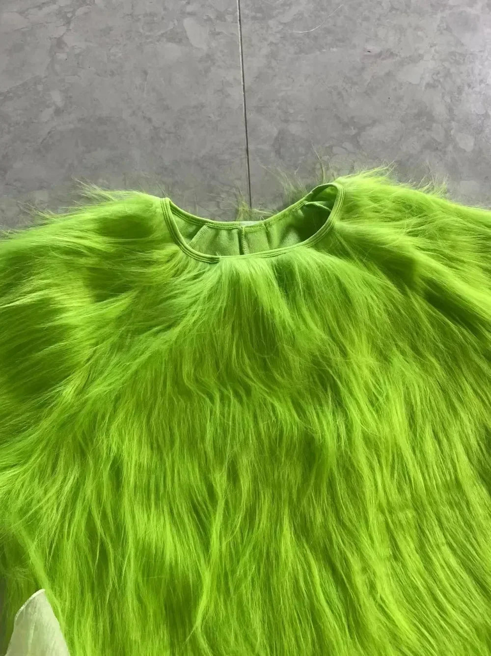 Christmas Green Fur Monster Santa Claus Monster Cosplay Costume Disguise Unisex Xmas Party Halloween Carnival Party Roleplay