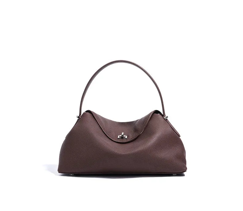 Genuine Grade Cow Leather Fashion Women's Black Handbag Luxury Deisgner Cowhide Shoulder Crossbody Female Bag Beige Coffe Brown