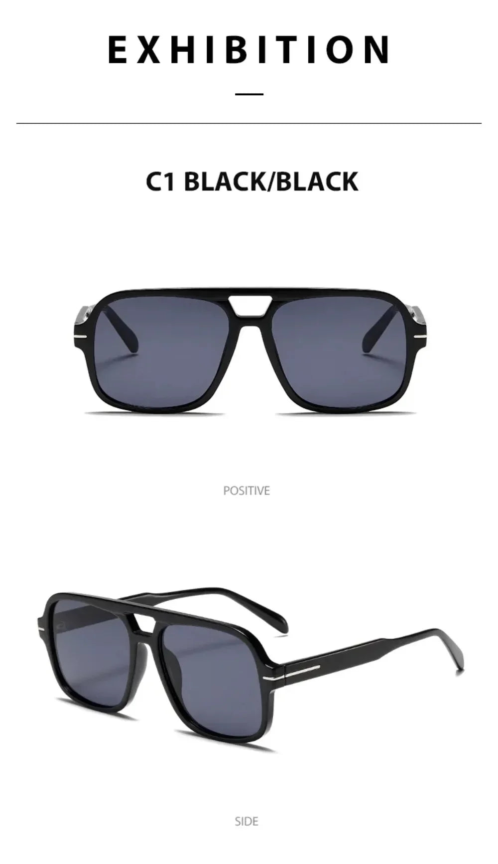 Double Bridge Square Aviator Sunglasses - UV400 Vintage Pilot Style, Retro Classic Sun Glasses for Men Women Unisex
