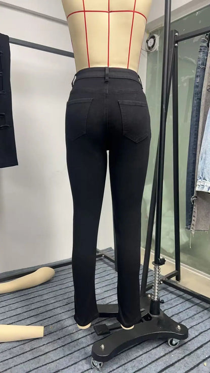 Y2k Jeans For Woman Vintage Style Black Stretch Skinny High Waist Denim Pants Casual Fashion Trousers Comfort Fit