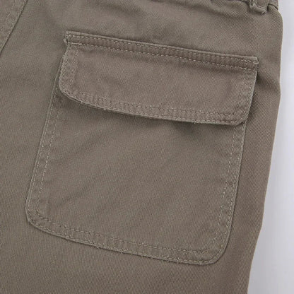 American Retro Washed Pocket Straight Leg Workwear Shorts for Female Boyfriend Mid Waist Casual Jeans Loose Pants Trendy Ins