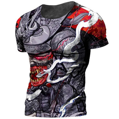 3D Printed Japanese Samurai T-Shirt For Men Cool Warrior Graphic Tees Casual Harajuku Loose O-Neck T Shirts Short Sleeve Tops