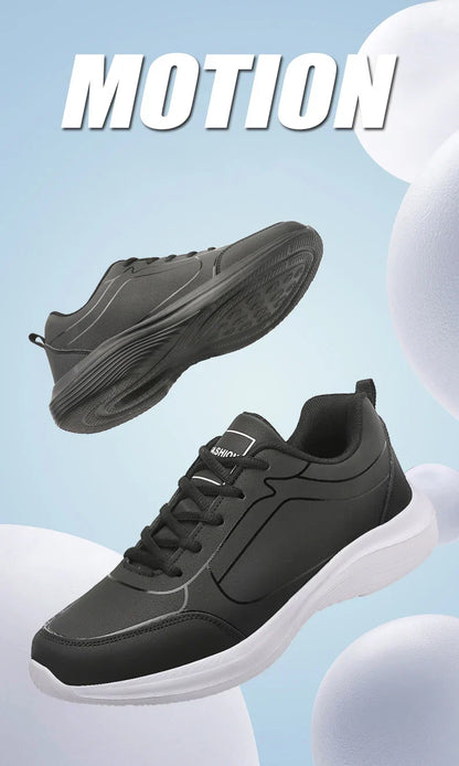 2025 New Lightweight Men Casual Leather Sneakers Non-slip Breathable Male Outdoor Running Shoes Lace Up Soft Sport Shoes