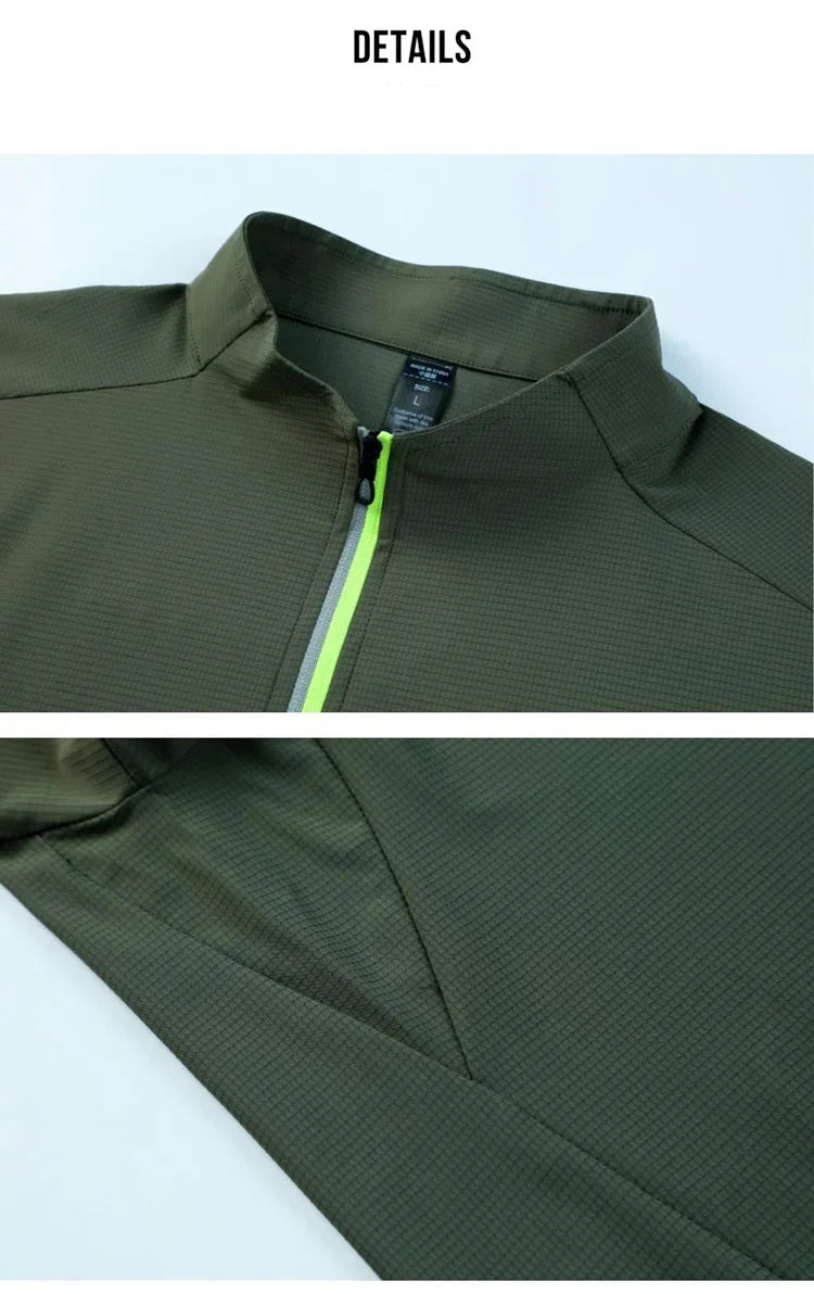 Stand-up Collar Sports Long-sleeved Men Autumn Outdoor Running Gym Fitness Training Clothes Elastic Quick-drying Breathable Top