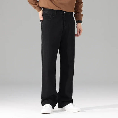 Male Brand New Autumn Jeans Men Black Casual Baggy Trousers Classic Straight Comfortable Wide Denim Trousers  Men Clothing