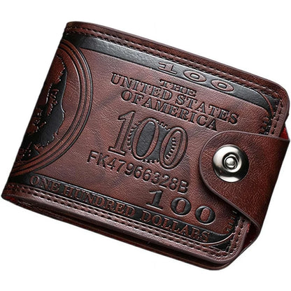 Cool Wallets for teen boys Ages 10-18, Cash with ID Window Cardholder,Faux Leather Wallet for Teen boys,Zippered Wallet for Teenagers,Teenage Teenager Youth Gift. (Brown dollar pattern)