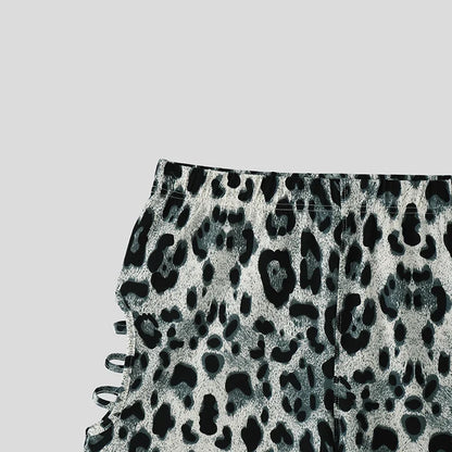 Men's Shorts Leopard Print Hollow Out Sexy Casual Men Bottoms Summer Streetwear 2026 Fashion Vacation Shorts For Man