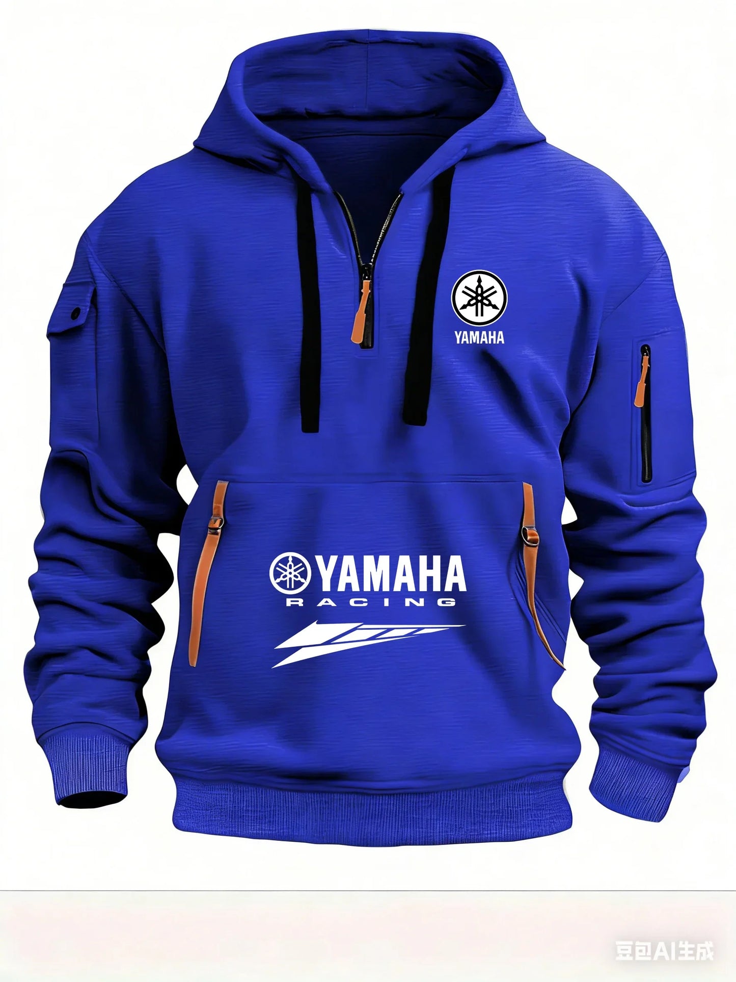 2026 New Yamaha Logo Racing Motorcycle Racing Outdoor Sports Men's Half Zipper Pocket Women's Large Hoodie