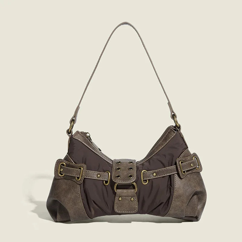 Vintage Rivet Armpit Bag Small PU Leather Shoulder Bags for Women Handbag Female Luxury Design Ladies Hand Bags Bolsa