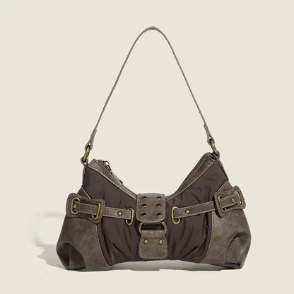 Vintage Rivet Armpit Bag Small PU Leather Shoulder Bags for Women Handbag Female Luxury Design Ladies Hand Bags Bolsa