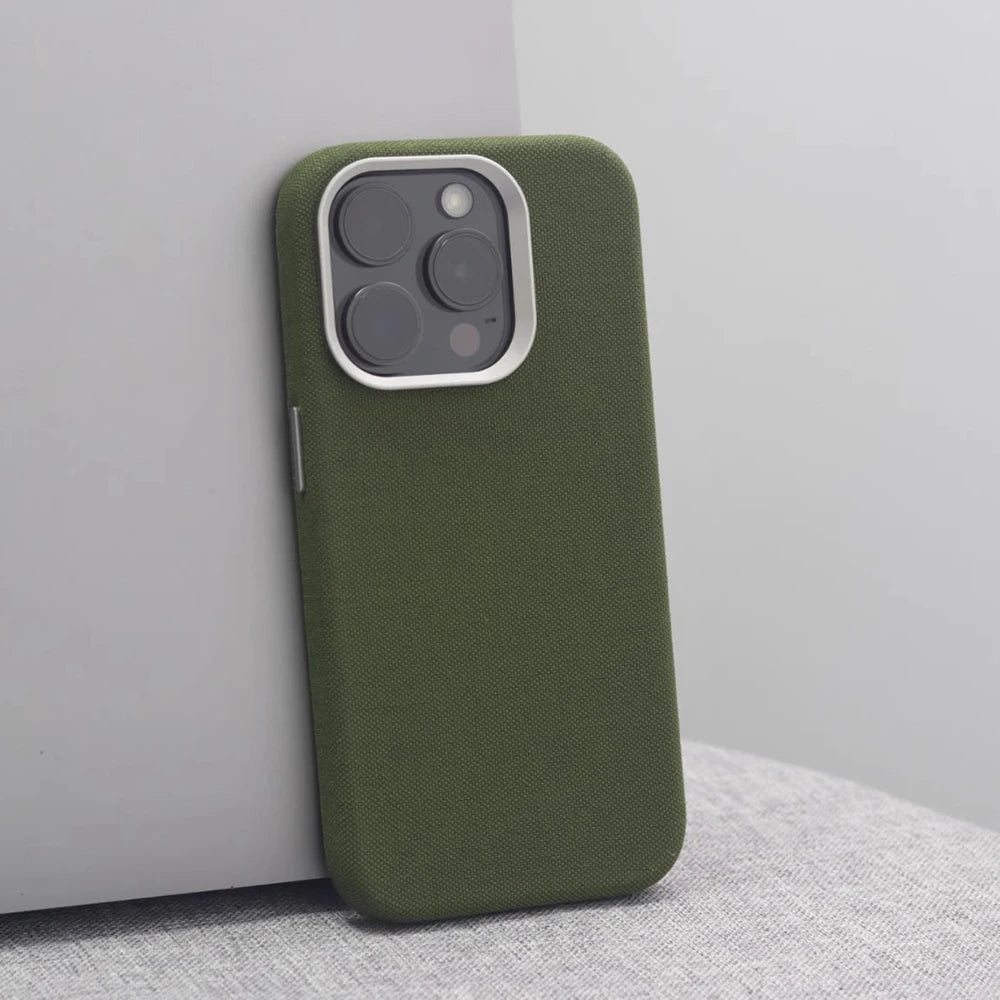 For MagSafe Nylon Canvas Phone Case For iPhone 13 14 15 16 Pro Max Plus Luxury Weave Texture Military Shockproof Magnetic Cover