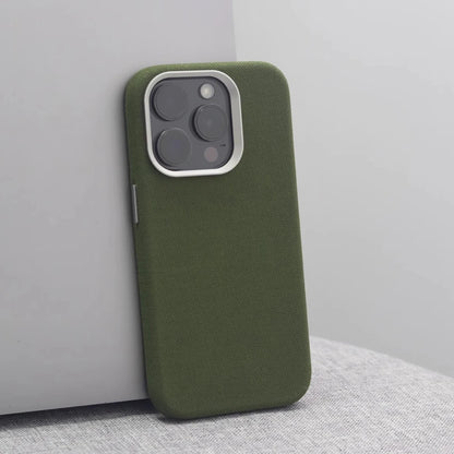 For MagSafe Nylon Canvas Phone Case For iPhone 13 14 15 16 Pro Max Plus Luxury Weave Texture Military Shockproof Magnetic Cover