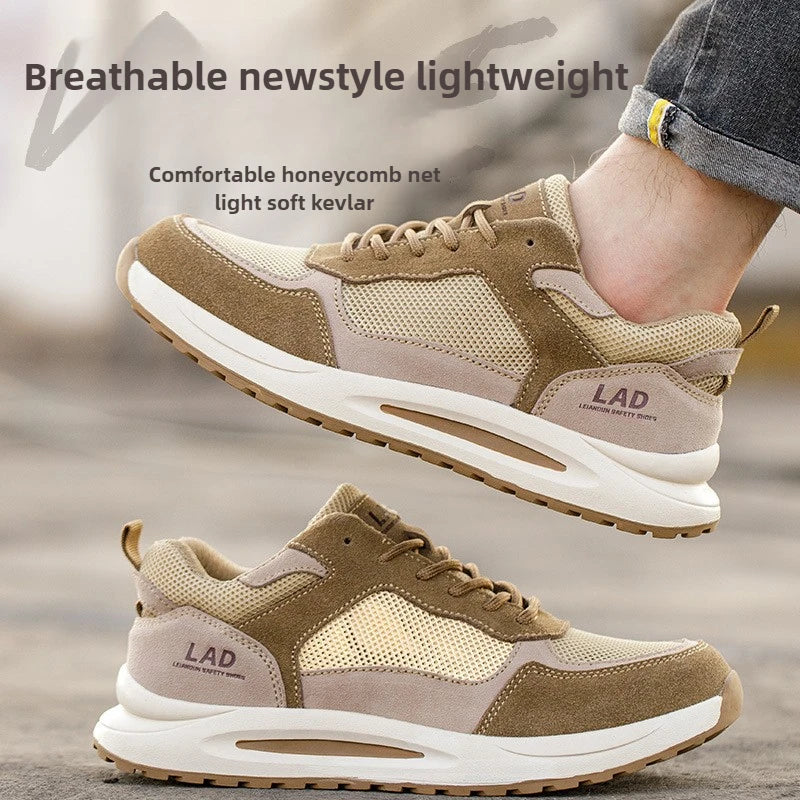 light summer safety shoes for men breathable work shoes odor proof work boots with steel toe cap construction protection shoes