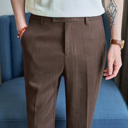 Summer New Linen Breathable Trousers High Quality Fashion Men Straight Casual Pants Men Slim Fit Solid Business Office Suit Pant