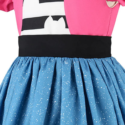 Summer Kids Flying Sleeve Cats Princess Dress With Ears Headwear For Carnival Birthday Party Fancy Girls Striped Vestidos