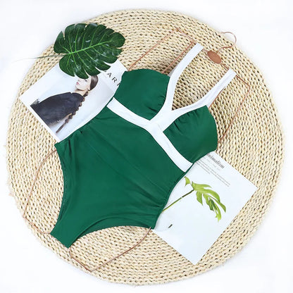 Sexy One-Piece Women Swimsuit 2024 Push Up Plus Size Swimwear Tummy Control Monokini Swimming Beach Wear Vintage Bathing Suit