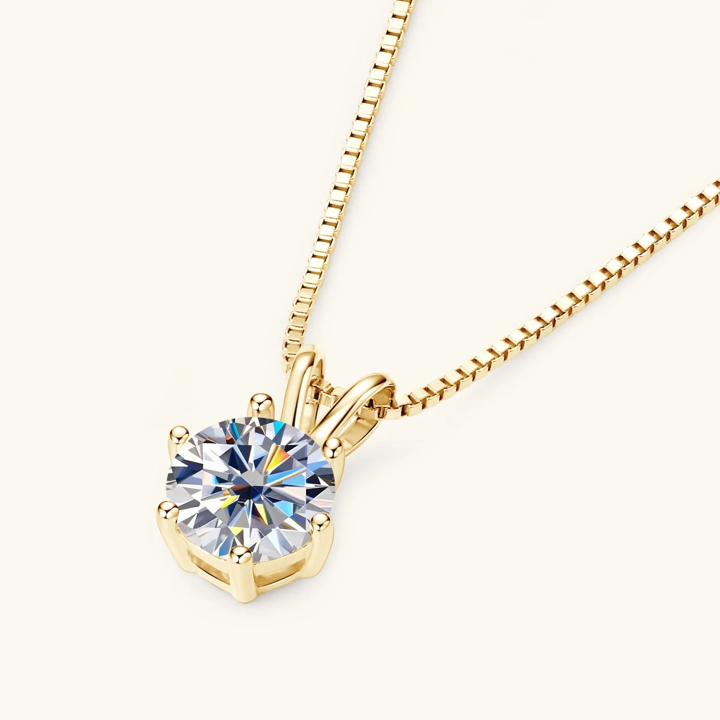 Moissanite Pendant Necklace 0.5-3CT D Color VVS1 6 Prong 925 Sterling Silver 18K Gold Plated Solitaire Necklace