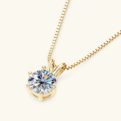 Moissanite Pendant Necklace 0.5-3CT D Color VVS1 6 Prong 925 Sterling Silver 18K Gold Plated Solitaire Necklace